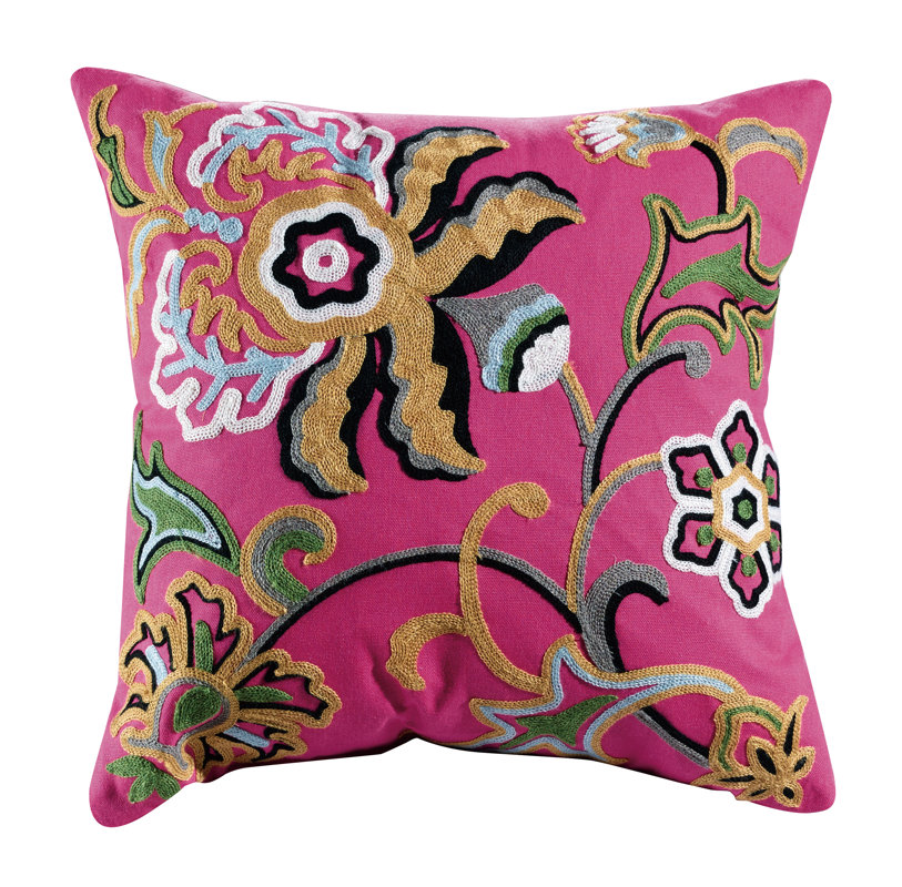ElightHome Dahlia Embroidered Cotton Throw Pillow & Reviews Wayfair